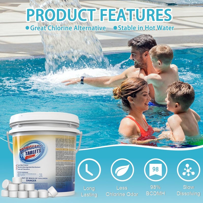 BROMIGUARD أقراص البروم لحمام السبا، أقراص 1 بوصة، أقراص بروم لحمام السبا، شعور بالماء الناعم، بدون رائحة الكلور، بديل رائع للكلور (3.5 رطل) - Image 4